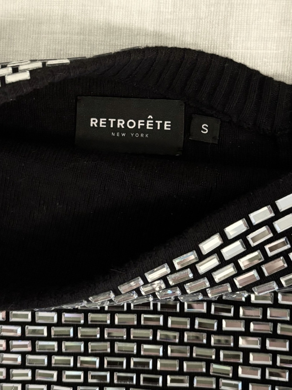 Retrofete Valery Top, Mirror Black Sequin Knit Tube Top - Picture 3 of 4